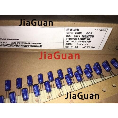 50pcs NEW ELNA RE3 63V33UF 6.3X11MM audio electrolytic capacitor 33uF/63V blue robe 33UF 63V re3 63V 33uF