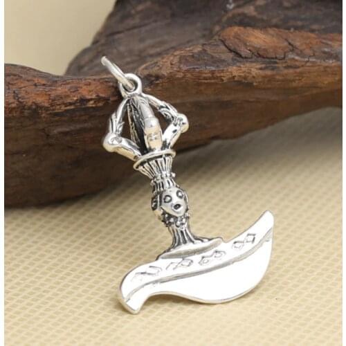 925 sterling Silver MENS vajra moon axe pendant charm jewerly A3770