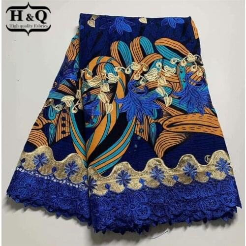 H&Q african mesh lace wax fabric high quality water soluble embroidery nigerian guipure laces 100% cotton fabrics 6 yards H0511
