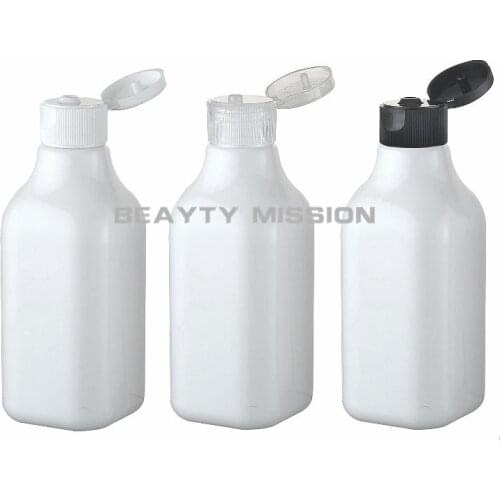 BEAUTY MISSION 200ML 24 PCS/LOT Empty White Plastic Flip Screw Cap Bottle,Shampoo Square Cosmetic Essential Oil Bottle