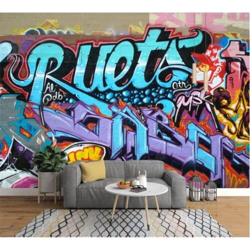 Beibehang Custom wallpaper European style hand-painted fashion retro brick wall graffiti mural bar KTV background