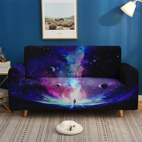 3D Print 1/2/3/4-seater Galaxy Starry Sky Sofa Cover Elastic Couch Furniture Custom Decor Sofa Set For Living Room Bedroom
