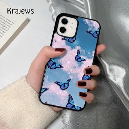 Krajews Butterfly Clouds coque Phone Case for iPhone 12 mini 5 6S 7 8 PLUS X XS XR 11 PRO MAX SE 2020 Back Cover Funda Shell