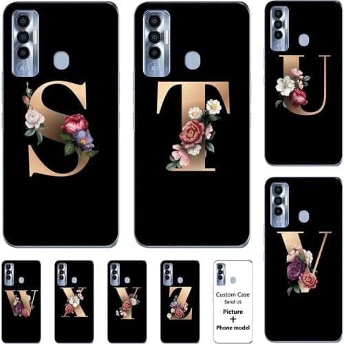Flower 26 English Name Letters Custom Initial Case For Tecno Camon 17 CG6 CG6j 6.6" Phone Cover
