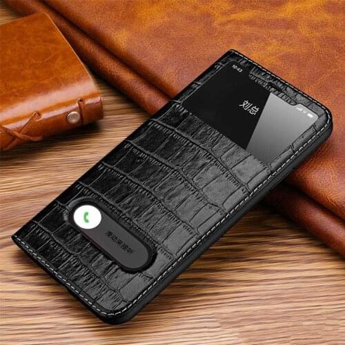 Genuine Leather Case For Iphone 11Pro Max Case Cover Magnetic Etui Coque For Iphone 11 Pro Case Fundas Window View & Stand Shell