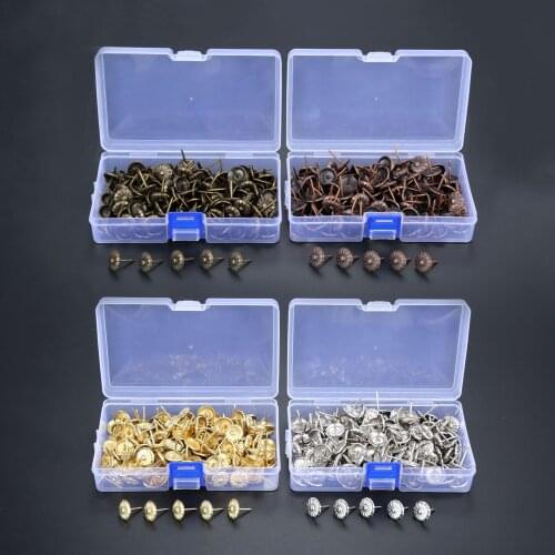 DRELD 200pcs 16*20mm Upholstery Nails Decorative Furniture Tacks Jewelry Box Upholstery Pins Craft Thumbtack Tack +Storage Box