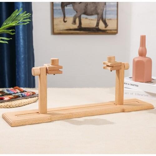 Wooden Portable Embroidery Lap Frame Round Adjustable Manual Cross Stitch Rack Desktop Embroidery Frame Holder