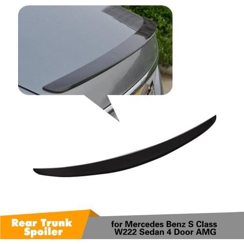 For Mercedes-Benz W222 S400 S500 S600 S63 S65 AMG 2014 - 2017 Carbon Fiber Rear Trunk Spoiler Wing Lid