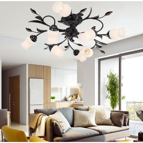European American garden wrought iron ceiling lamp living room bedroom dining room study flower ceiling lighting fixtures