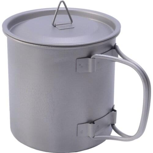 400ml Titanium Pot Water Mug Cup with Lid and Foldable Handle Camping Cooking Picnic Hang Pots Outdoor tableware