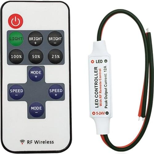 LED Strip Controller Mini Dimmer RF Remote DC 5V 12V 24V Controller For LED 5050 2835 Strip Single Color