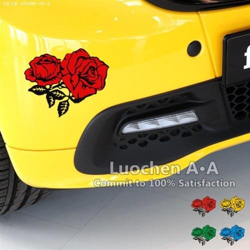 14CM*12CM Rose Flowers Colourful Beautiful Reflective Car Stickers Creative Decoration Decals Scratches Auto Tuning Styling D10