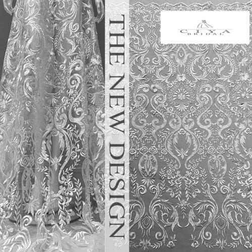 Bridal Lace Fabric 130cm Width Dress Lace Fabric Bridal Lace Fabric Sequins Lace Fabric Sell By 1 Yard