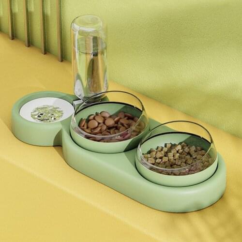 Pet Cat Bowl Automatic Feeder Dog Cat Food Bowl with Water Fountain Double Bowls for Cat Bowl