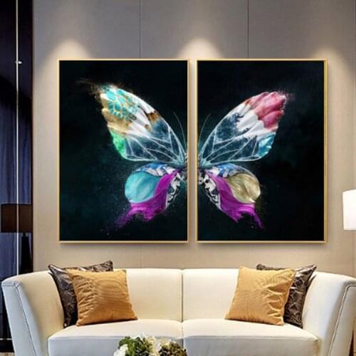 Gold Butterfly Wall Art Posters Prints Nordic Abstract Canvas Painting Wall Pictures for Bedroom Decoration Home Decor Cuadros