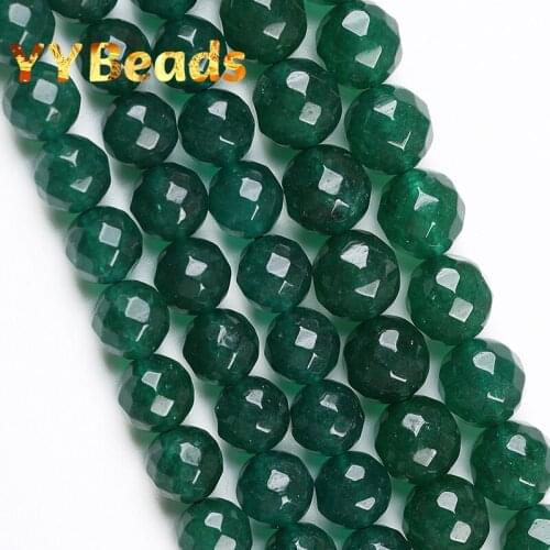 Natural Faceted Dark Green Jades Chalcedony Beads Loose Spacer Charm Beads For Jewelry Making Women Bracelet Necklaces 8 10 12mm