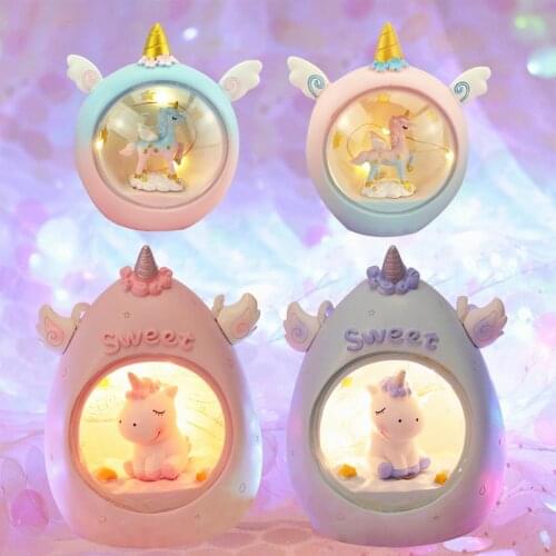 LED Cartoon Unicorn Night Light Baby Nursery Lamps Table Decorative Light Children Kids Toys Birthday Xmas Gift Drop Shipping