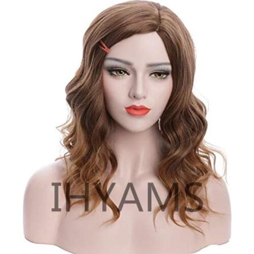 Movie Hermione Jean Granger Cosplay Wig Brown Mix Wavy Role Play Hair Wigs For Costumes + Wig Cap