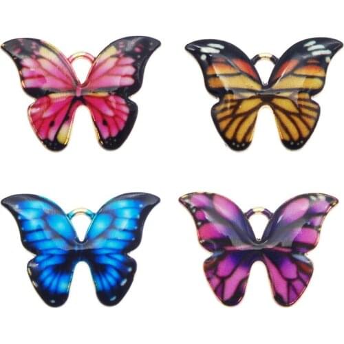 4pcs Butterfly Pendants Colourful Enamel Animal Charm Bracelet Jewelry Findings DIY Bracelets Earring Jewellery Making Supplies