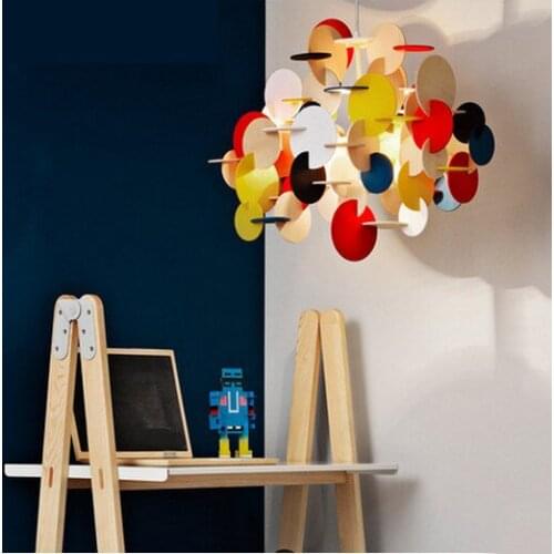 Hanging lights bedroom Children Room Droplight 3D Wood sheet DIY Colorful Building Blocks pendant lamps modern