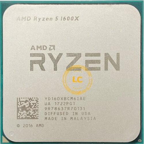 AMD Ryzen 5 1600X R5 1600X 3.6 GHz Six-Core Twelve-Thread CPU Processor 95W L3=16M YD160XBCM6IAE Socket AM4