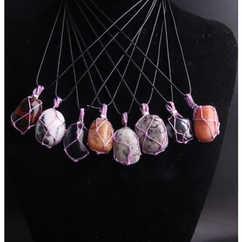 6PCS Hot Sale Women Hand Knotted Choker Pendants Natural Stone Agates Charms for Dreamcatcher Necklace Amulet Jewelry Making
