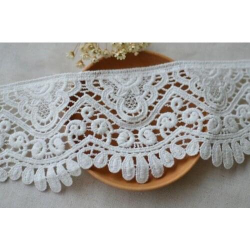 5Yards 10cm Width Scallop Lace Trim Water Soluble Sewing Delicate DIY Handmade Crafting Cotton Lace Trim For Wedding Dress