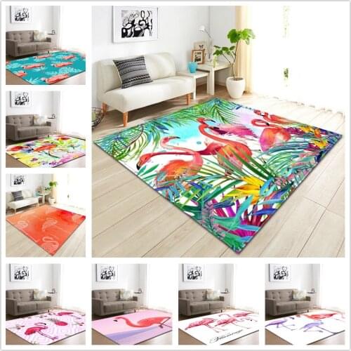 Nordic 3D Flamingo Carpet Soft Flannel Non-slip Sofa Parlor Bedroom Area Rug Bedside Floor Mat Cartoon Style Living Room Carpets