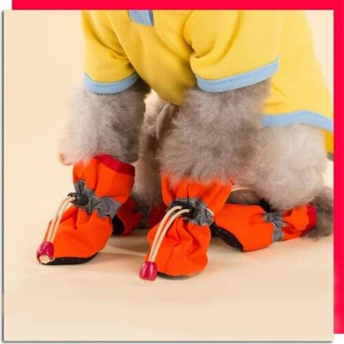 4pcs/set Waterproof Anti-slip Pet Shoes for Small Dogs Cats Chihuahua Yorkie Thick Snow Dog Boots Socks Six color