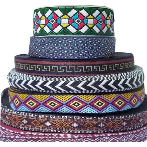 Factory Customization 2.5-5CM 3Yards Rhombus Jacquard Woven Ribbon Embroidery Lace Trim DIY Clothes Bag Sewing Accessories
