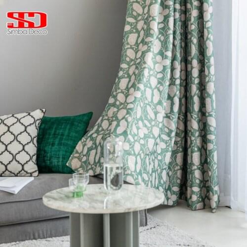Green Blackout Curtains for Living Room Printed Leaves Drapes for Bedroom Insulated Tents Blinds Kitchen Window Treatments Panel