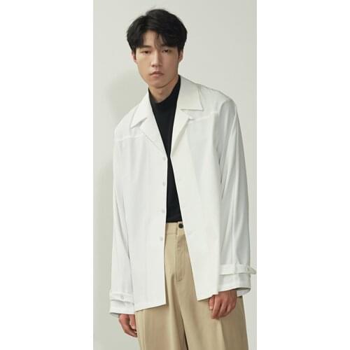 XS-6XL New 2021 Mens clothing Catwalk Loose Lapel white pointed collar design Shirt plus size costumes