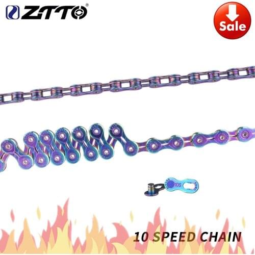 ZTTO 10s Bicycle Chain 10 speed Rainbow Chain Road Bike 10speed Durable Chains Master link Rainbow EL SLR for MTB Mountain Bike