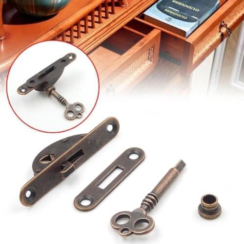 1Set Durable Vintage Style Lock Cabinet Door Lock With Key For Drawer Wardrobe Drawer Cupboard Replacement Furniture Lock