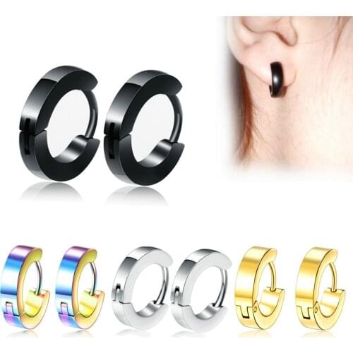 1 pair Punk Black Fake Piercing Stainless Titanium Steel Stud Earrings For Men Women Gothic Ear Plugs Pop Hip Hop Ear Jewelry