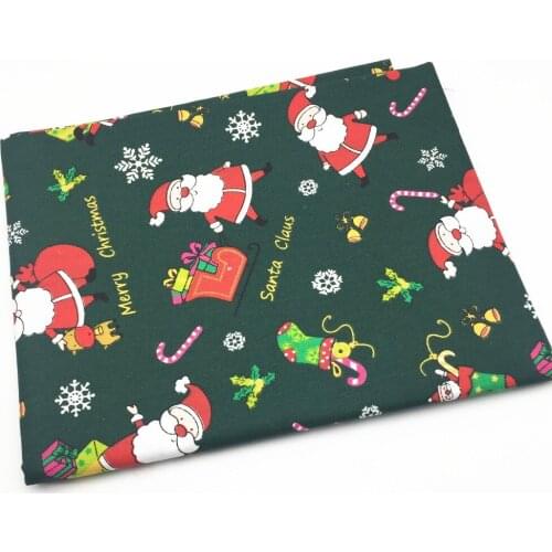160cm X 50cm Dark Green Christmas Santa Snowflake Printed 100% Cotton Fabric for Patchwork Quilting Baby Garment Quarters