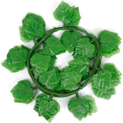 2.3m 20 Artificial Green Leaves Vivid Vine Rattan Leaf Vagina Grass Plants Grape Leaves For Home Garden Party Decoration