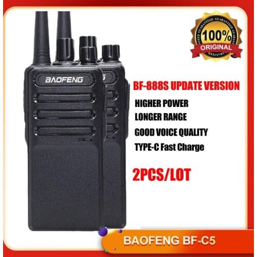 2021 Baofeng 2PCS Upgrade bf-888s Professional Rechargeable walkie talkie BF-C5 UHF Long Range Talkies with USB Charging Port