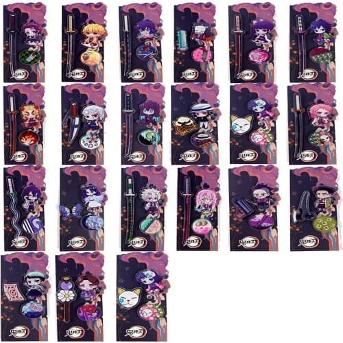 21Pcs/Lot Anime Demon Slayer Brooch Pins Kimetsu No Yaiba Kamado Tanjirou Cosplay Prop Brooch For Lapel Accessories Bag Jewelry