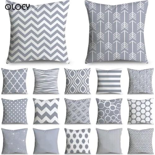 45*45cm Gray Striped Geometric Pillowcase Polyester Pillowcase Home Bedroom Decor Hotel Car Seat Backrest Decorative Pillowcase