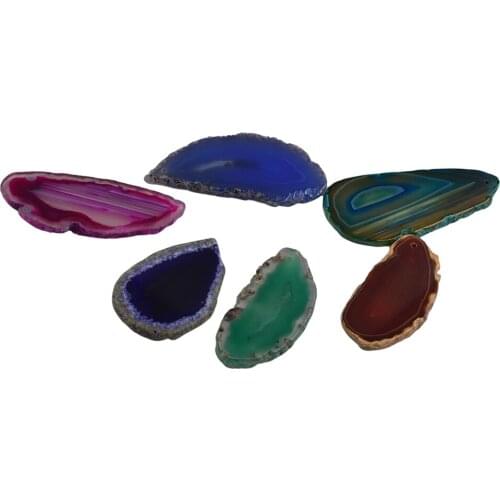 6 Piece Irregular Shape Quartz Slice Pendant Charms for Jewelry Making