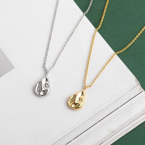 ALLNEWME Charms Water Wave Waterdrop Pendant Necklace for Women Brass Gold Color Irregular Geometric Choker Necklaces Gifts