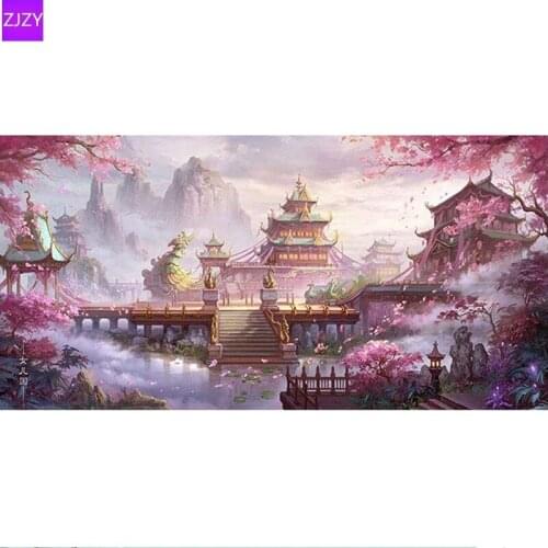 ZJZY New 5D Diy Diamond Painting Cross Stitch Wonderland Game Scene Full Circle Diamond Embroidery Mosaic Home Decor LY090
