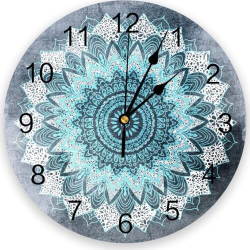 BOHOCHIC MANDALA IN BLUE Printed PVC Wall Clock Modern Design Home Decor Bedroom Silent Oclock Watch Wall For Living Room