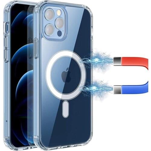 For iPhone 12 Mini 11 Pro Max SE 2020 XS XR X 8 Plus Macsafe Case Luxury Transparente Magnectic Mac Safe Back Cover For Apple12