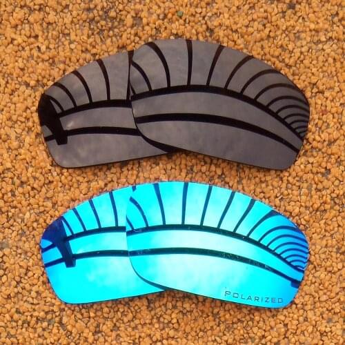 Black & Ice Blue Mirrored Polarized Replacement Lenses for Monster Pup Frame 100% UVA & UVB