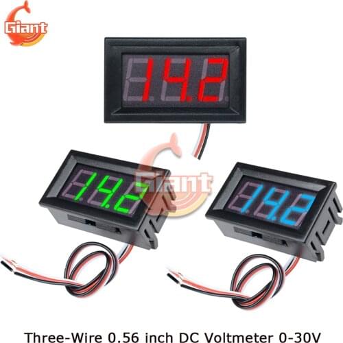 0.56 Inch 3 Wire DC Voltmeter Digital Voltmeter DC 0-30V Volt Voltage Meter Detector Voltage Monitor for Car Motorcycle 5V 12V