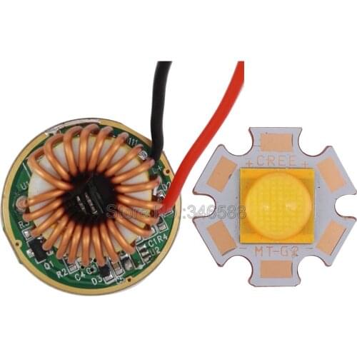 Cree CXA MT-G2 MTG2 EasyWhite 18V 18.5W Warm White High Power LED Emitter Light 20mm Copper PCB w/ 26mm 1-Mode 5-Mode Driver