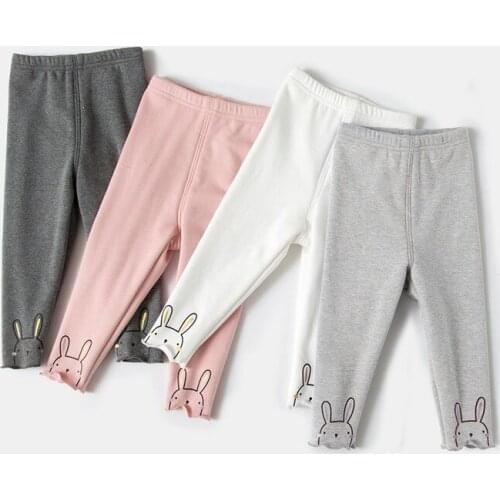 Spring Autumn New Childrens Leggings Pants 1-5 Y Baby Girl Cotton Cartoon Skinny Pants Cute Rabbit Elasticity Leggings for Girl