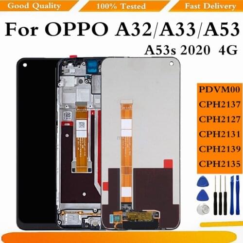 For OPPO A32 A33 2020 LCD Display Screen With Frame Touch Panel Digitizer For OPPO A53 2020 4G A53s LCD Replacement
